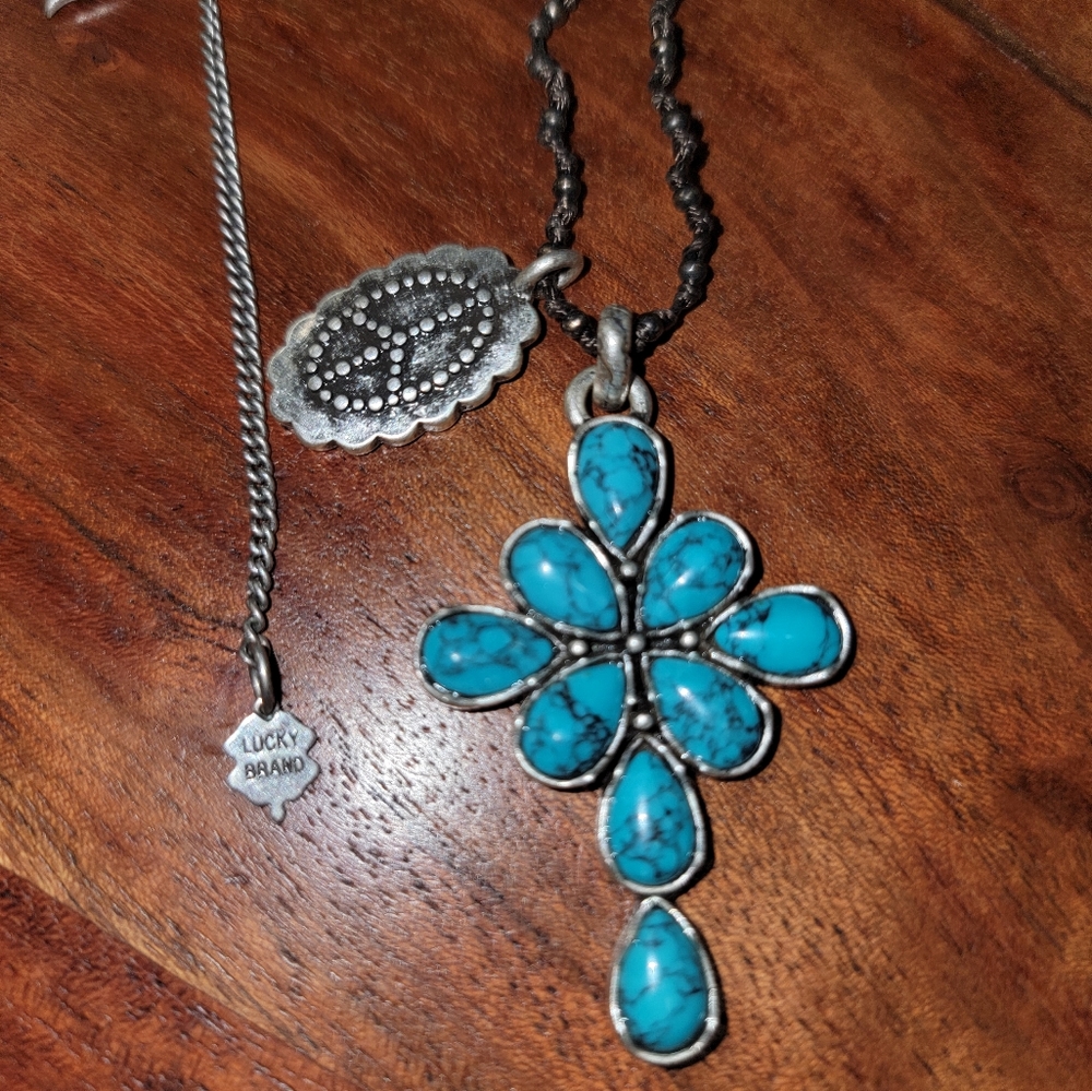 Lucky brand turquoise cross necklace